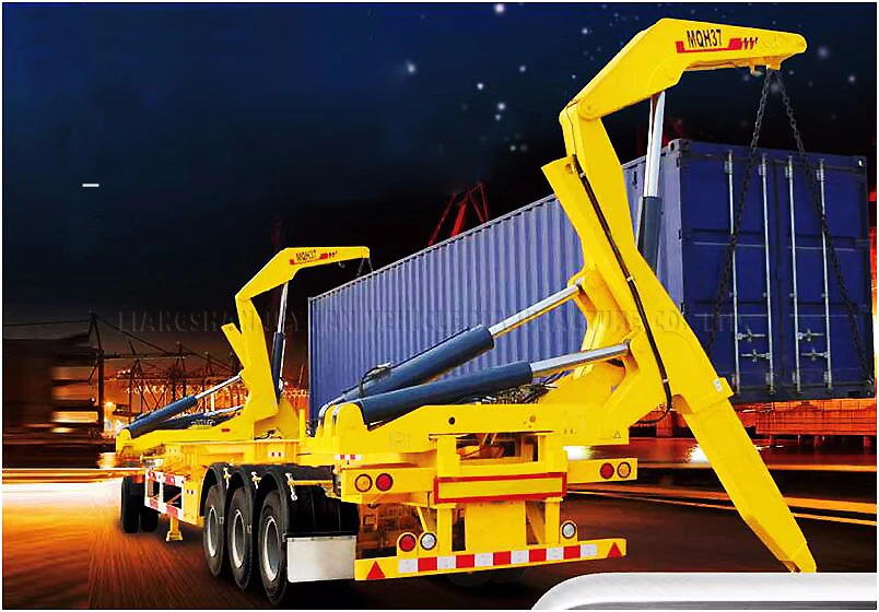 3 轴自装载卡车运输 40 英尺集装箱侧装载机半挂车