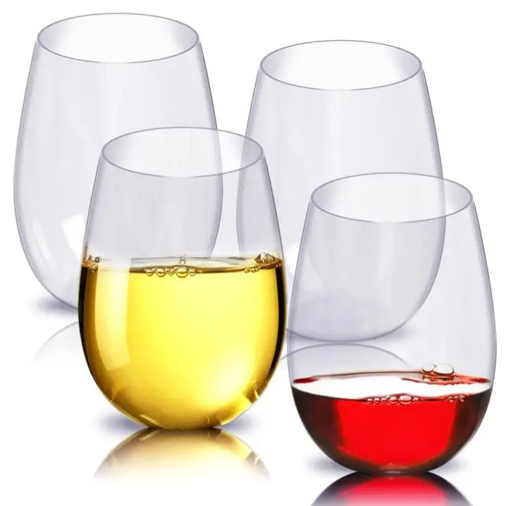 

Shatterproof Plastic Wine Glass Unbreakable PCTG Red Wine Tumbler Glasses Cups Reusable Transparent Fruit Juice Beer Cup, Clear