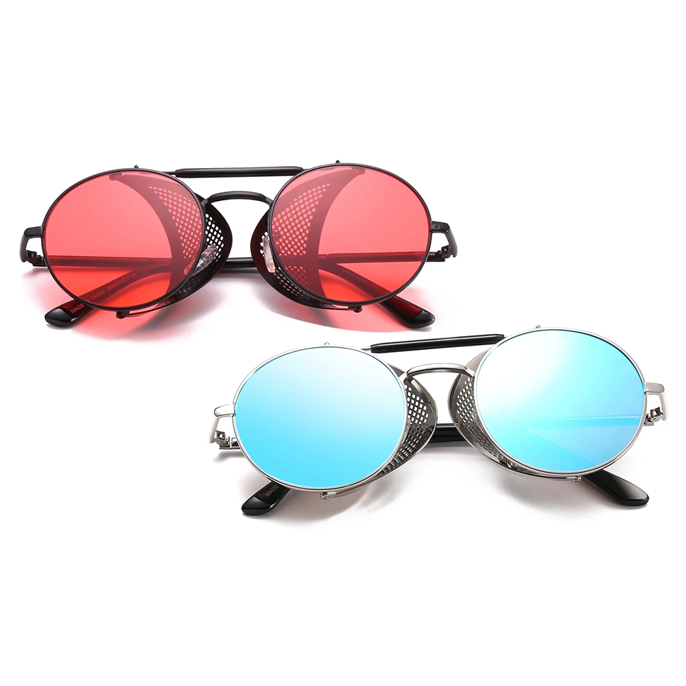 

2019 Retro Metal Round Sunglasses Men Women Steampunk mirror Sunglasses, Custom colors