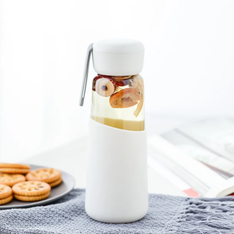 

BPA free custom glass drink water bottle with silicone sleeve, Clear