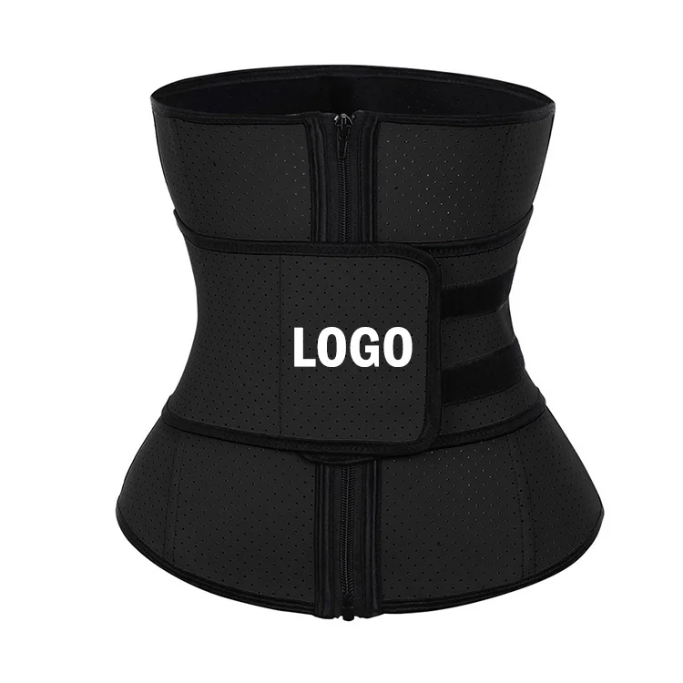 

Custom Logo Compression Belt Women Tummy Slimming Control Punching Design Latex Waist Trainer Women, Black