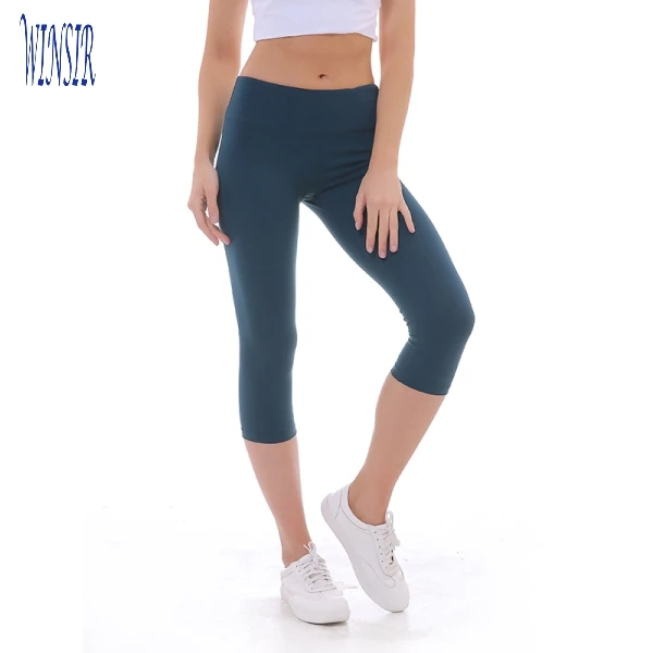 

88 shiny nylon 12 spandex Lycra Women crop leggings pants fitness Workout Gym Sports Active wear high waist gym tights for women