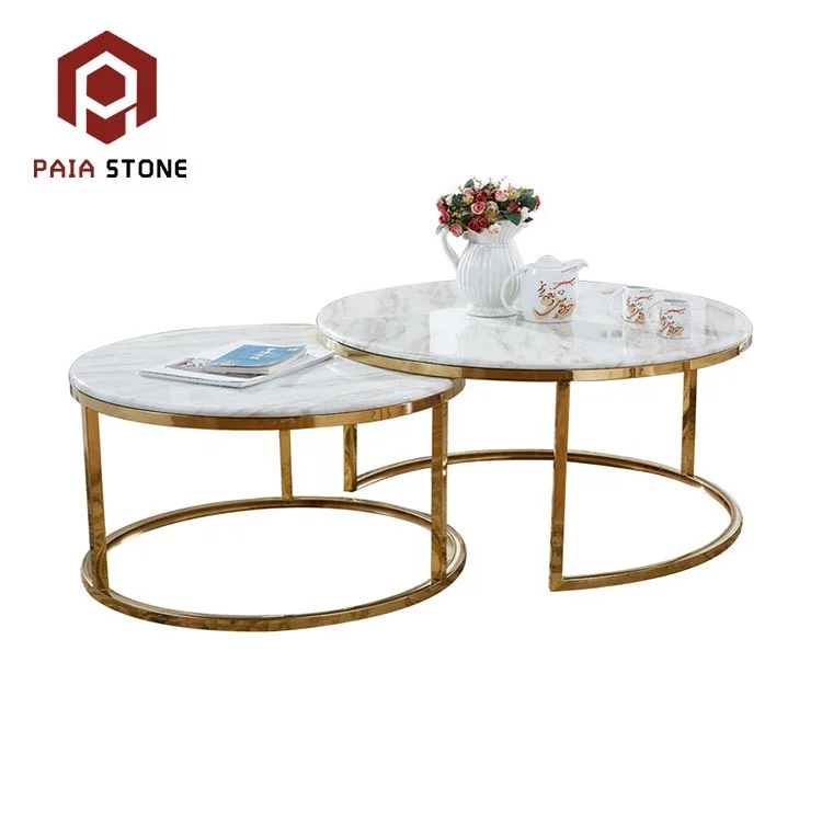 

Chinese Classic Round Onyx Marble Coffee Table with Stainless Steel