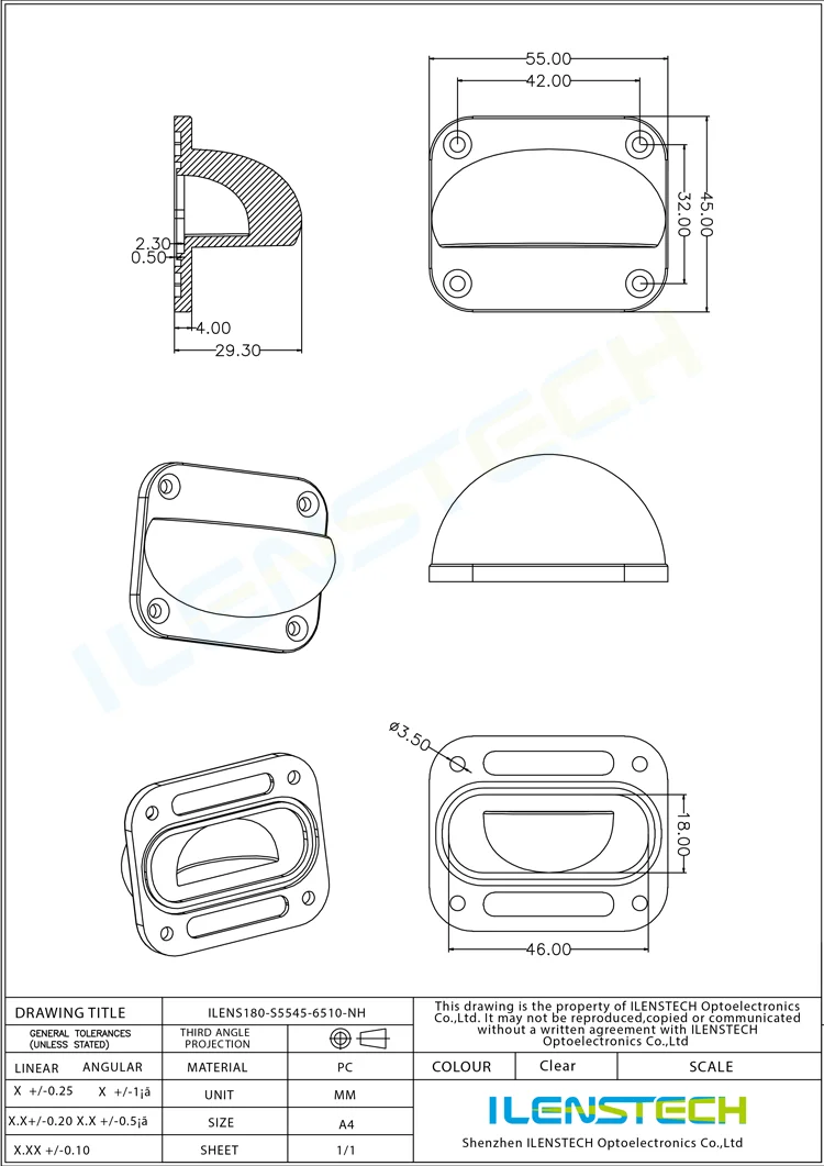 Single freefrom 1w 3w led optical lens 10x65 degree oval led lens