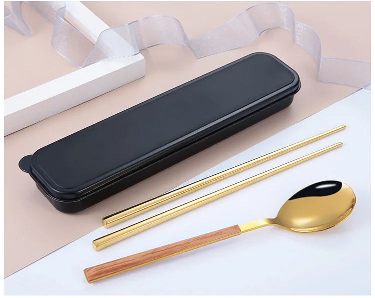 Portable Cutlery Set Gold Flatware Sets For Chopsticks Spoon,Travel