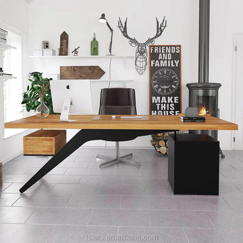 Industrial Office Table Solid Wood Office Desk Size L175 D75 H75cm