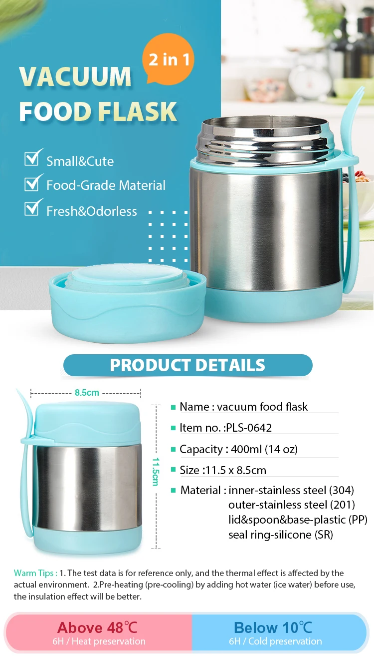 14oz Doublewall Vacuum Insulated Flask Stainless Steel Kid Food Jar
