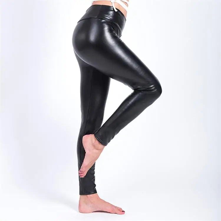 

Wholesale adult women thick leather warm winter leggings, Black