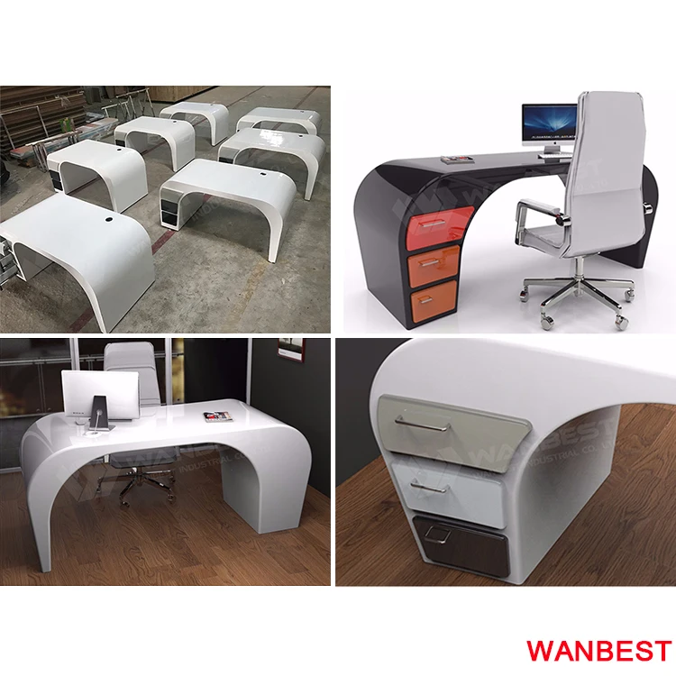 Cheap Acrylic L Shape Office Manager Ceo Writing Desk Home Computer Table Set