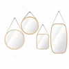 antique round square shape simple wall decoration modern style 100% natual bamboo hanging wall makeup mirror