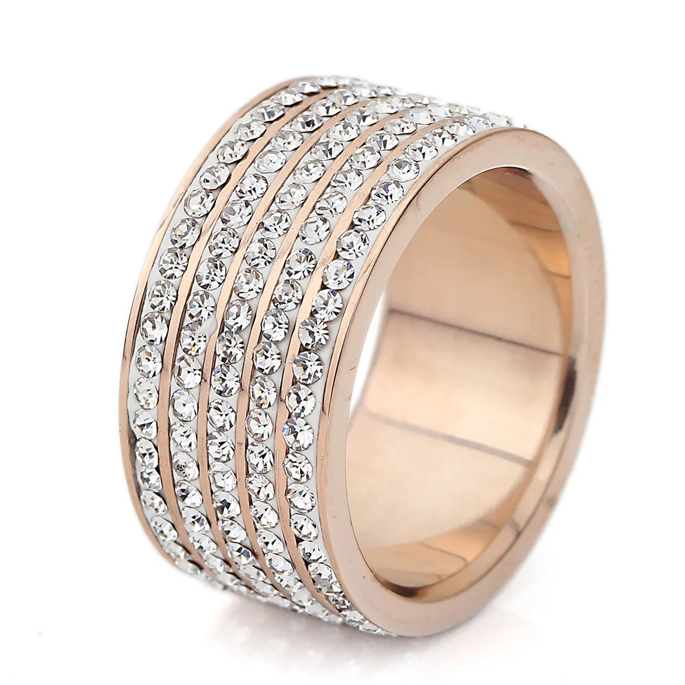 

Stainless Steel Rose Gold Plated Engagement Wedding Ring