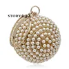 2019 hot sell Fashion wedding bridal ladies crystal pearl beaded ball shaped box dinner purse evening clutches bags