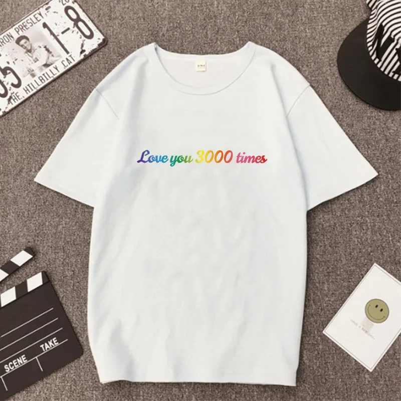 

summer T Shirt many sizes available Short Sleeve O neck hot sale cool color printing love you 3000 times Tshirts for woman, Picture