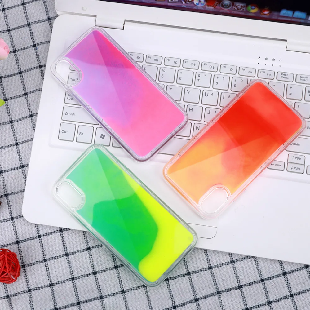 

Custom Color Glow In The Dark Liquid Quicksand Phone Case For iPhone X XS MAX, N/a