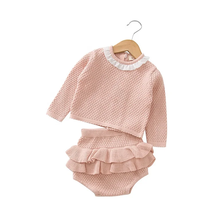 

Ruffles baby clothes girl winter clothing knitted baby set, N/a