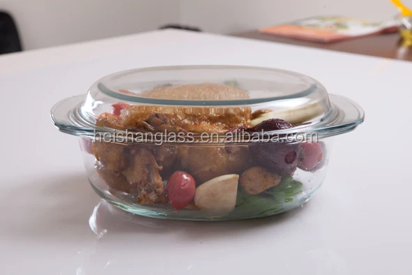 
Oval microwave safe borosilicate glass casserole with lid for kitchen 