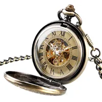 

Vintage Pendant Classical skeleton steampunk old man design mechanical automatic pocket watch