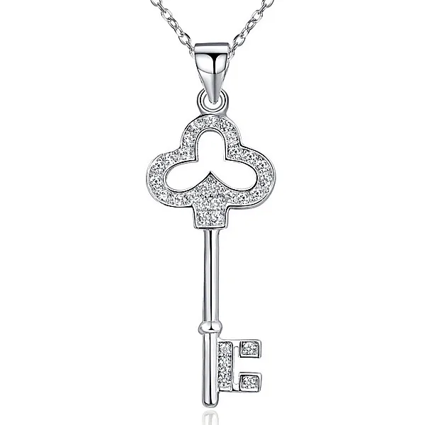 

Super Key charm Pendant in silver Jewelry 925 Sterling silver pendant lamp lighting simple charms gold pendant design, Silver;18k platinum plating