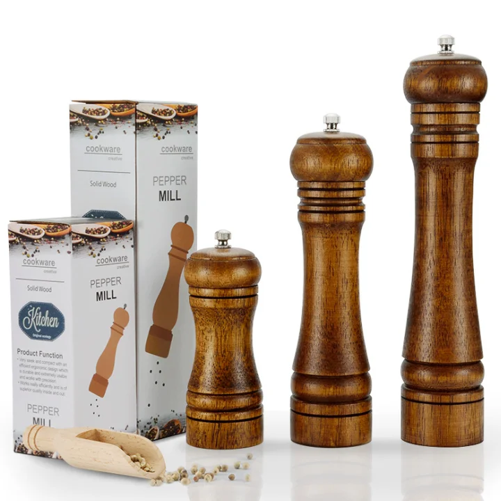 

Multi-function Cruet Kitchen Tool Oak Manual Pepper Grinder, Retro color