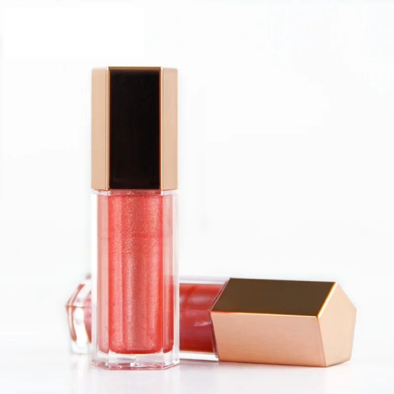 

LP12 glitter gold onion powder gold cap transparent bottle liquid lip gloss