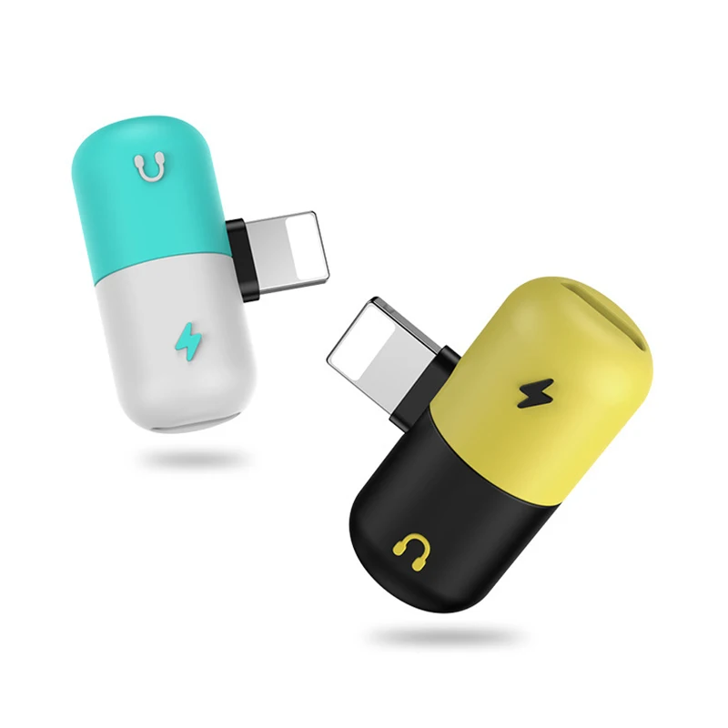

New Capsule Design 2018 Super Light Mini Cute Audio Cable Adapter with Charging and Listening Music For iPhone X