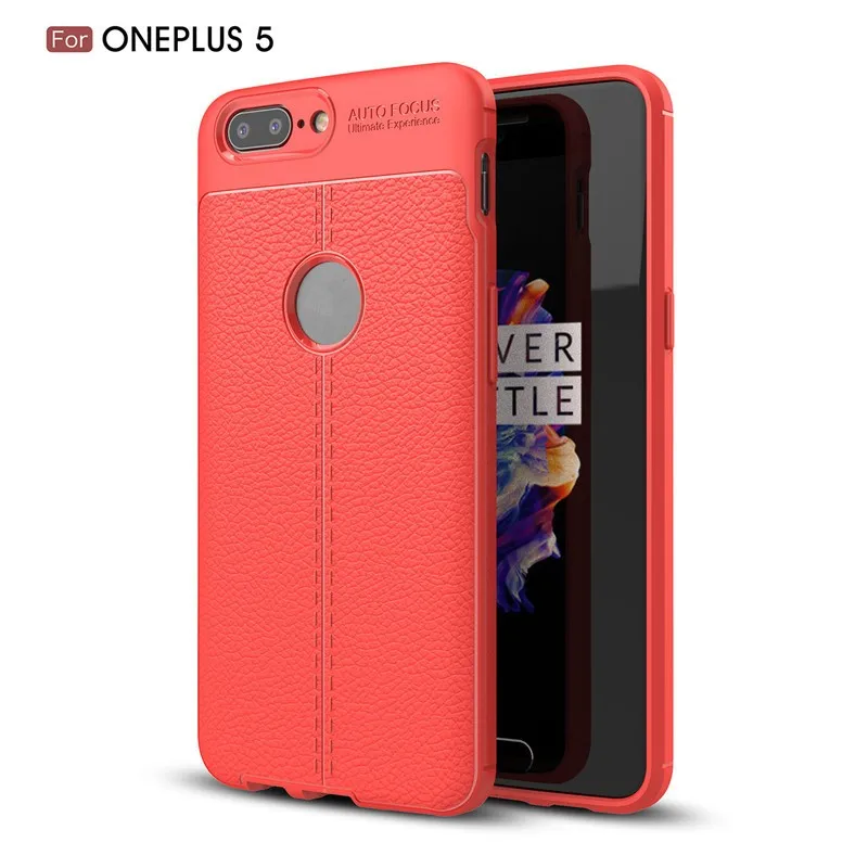 Shockproof Case Lichee Pattern Soft tpu case For oneplus 5 Carbon fiber Cover