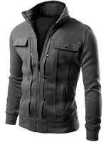 

Mens Slim Stand Collar Buttons Zipper Cardigan Jacket