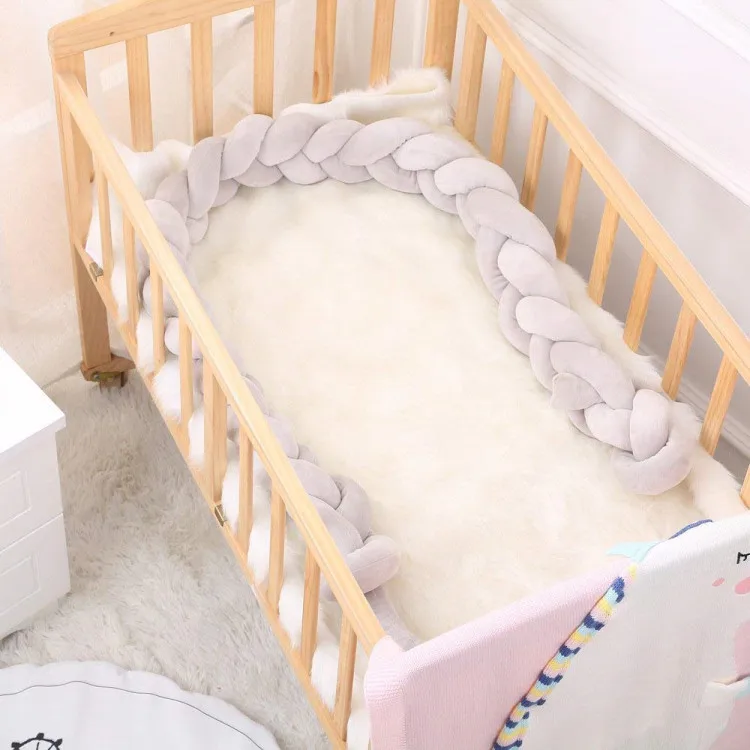 Baby Braided Crib Bumpers Long Knot Pillow Cushion Nursery Bedding