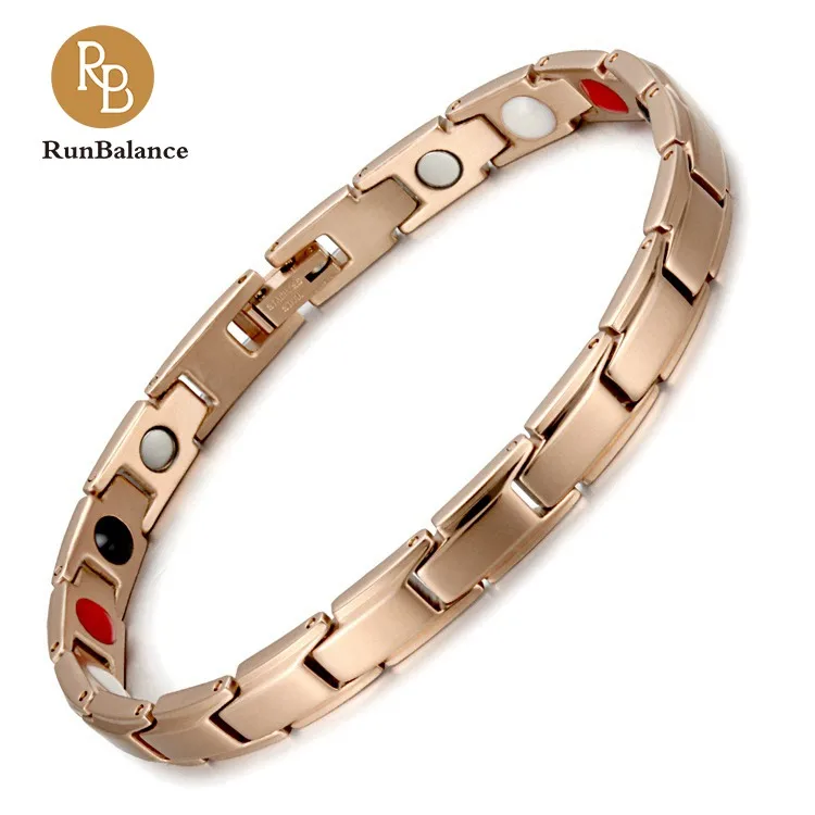 

RunBalance 100% Quality controlled manually Health Care Gift Rose Gold Stainless Steel Magnetic Bracelet, Black;gold;silver