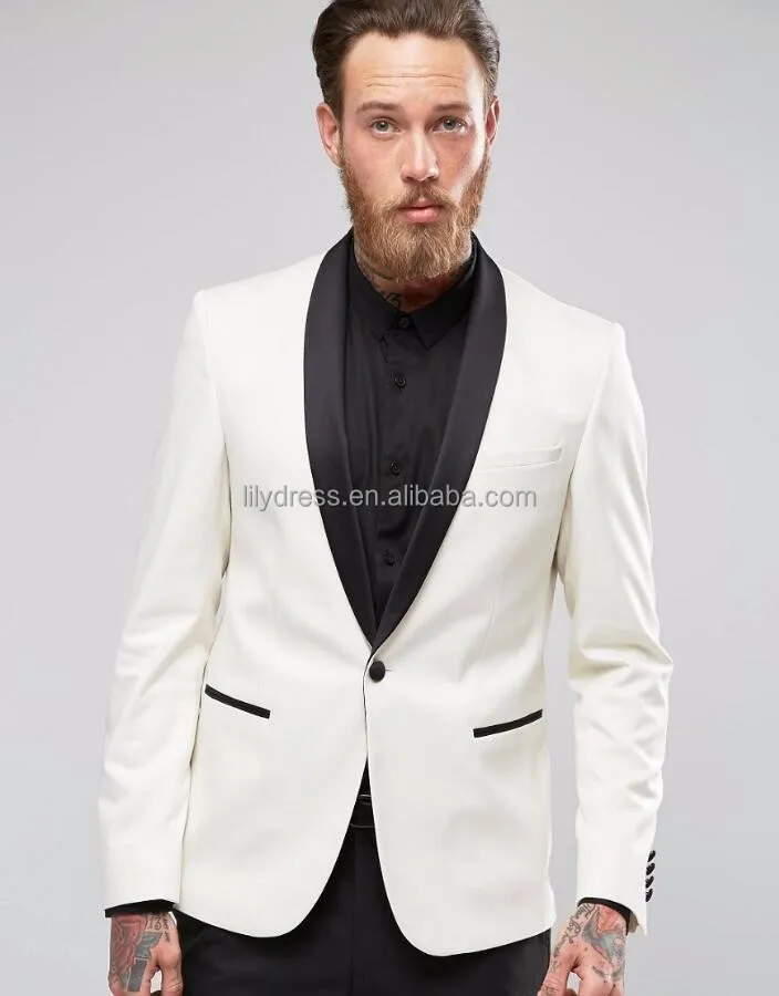 

Custom Made Slim Fit White Male Blazer Black Lapel Men's Wedding Prom Suits Formal Dinner Tuxedos Best Man Costumes Suit, Per the request