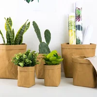 

Custom logo Eco-friendly Waterproof household flowerpot set Lightweight decorative washable kraft paper plant flower pot