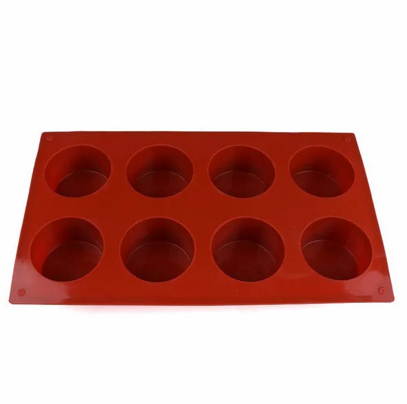 BPA Free 8 Cavities Silicone Cake Tray Chocolate Baking Mold Round Silicone Soap Mold