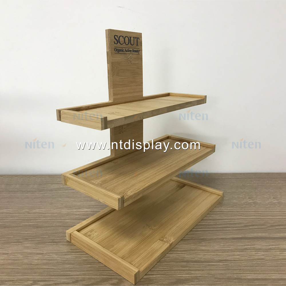 Bamboo Wood Display Stand Counter Top Small Wooden Display Racks For