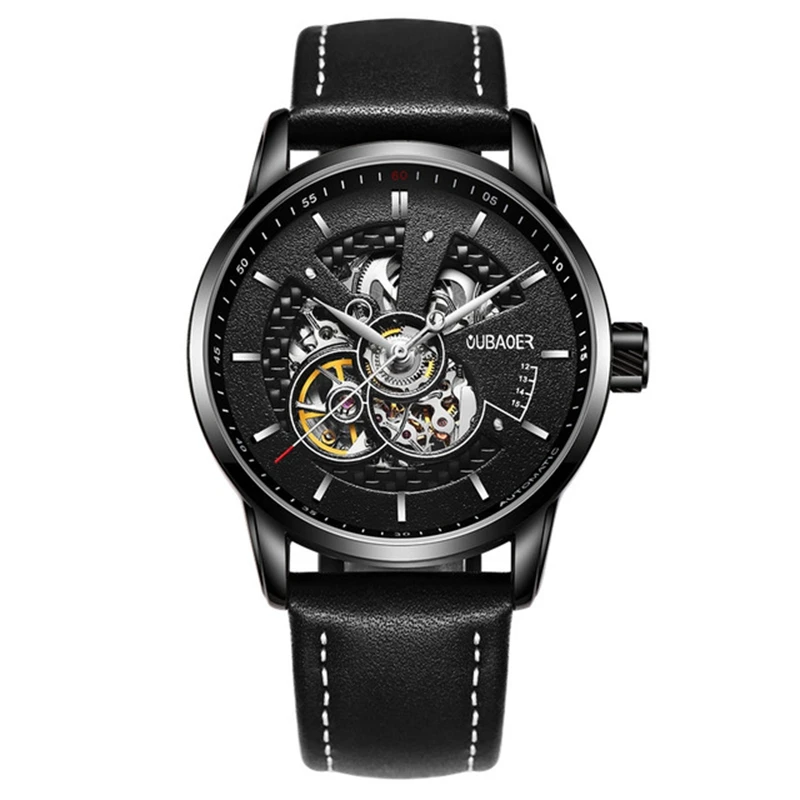 

OUBAOER Original Men Watch Top Brand Luxury Automatic Mechanical Watch MiliLeather tary Watches Clock Men Relojes Masculino