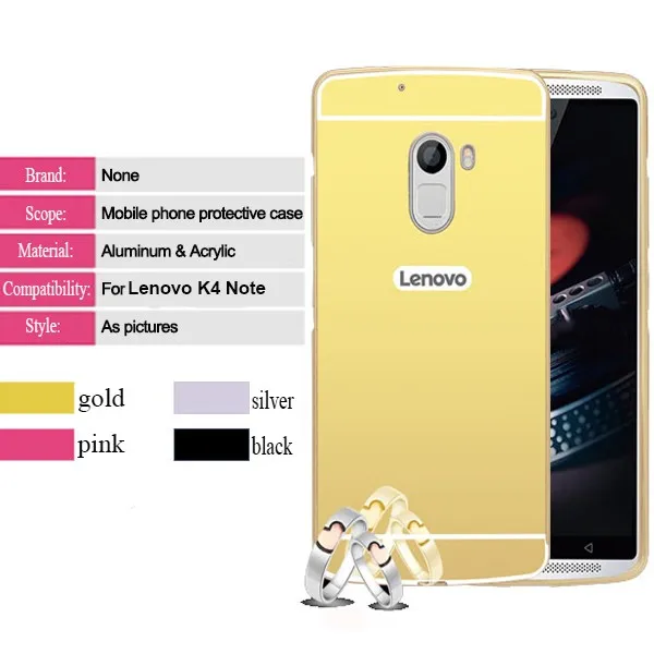 

Aluminum metal bumper mirror back cover mobile phone case for lenovo K4 note, N/a