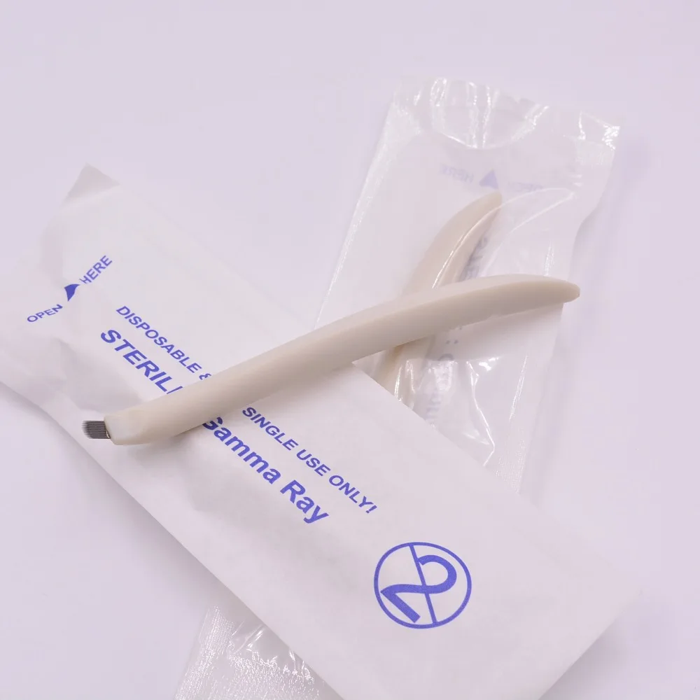 

emma manual disposable microblading pen and blades all-in-one microblading supplies 18 pin U shape, White