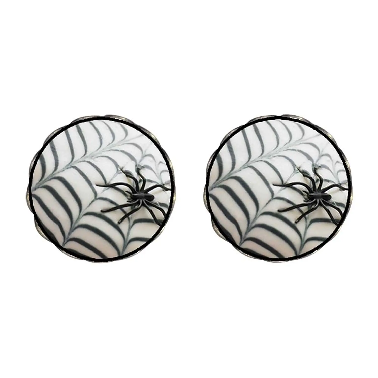 GiftJewelryShop Bronze Retro Style black widow spider Photo Clip On Earrings Flower Earrings #12