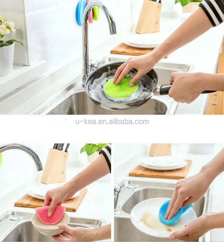 Amazon Silicone Dish Sponge Kitchen Silicone Sponge Multifunctional Silicone Scrubber Cleaning