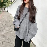 

Wholesale western style plus size batwing sleeve loose women pullover sweater