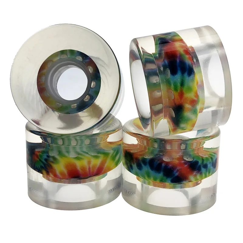 

2018 new wholesale 60*45mm custom transparent polyurethane skateboard wheels inside printed