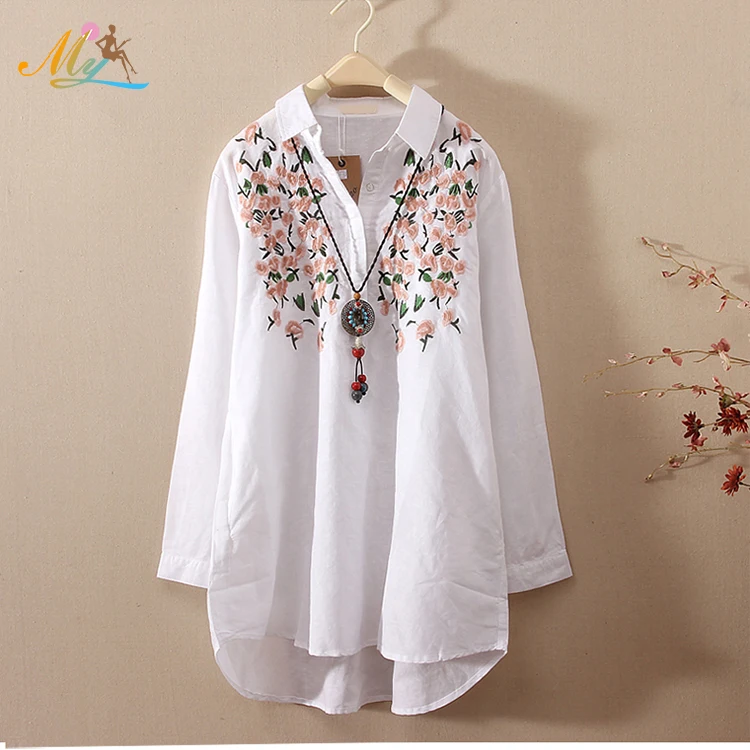 

OEM/ODM production professional design embroidered woman blouse, Customized