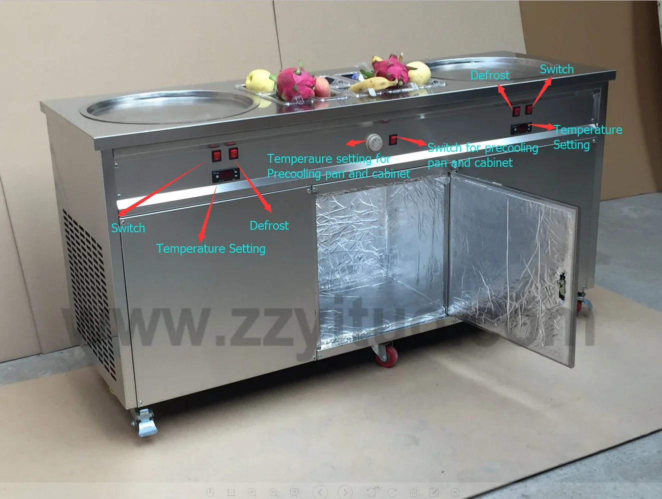 Rolled Ice Cream Machine / Cold Stone Marble Slab Top Fried Ice Cream