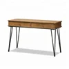 Modern Wood Top Metal Dining Table With 2 Drawers