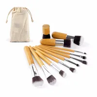 

Tot Selling High Quality Ecofriendly Nylon Hair Bamboo Handle 11 pcs Cosmetic Makeup Brushes Kit Make Up Brush Set