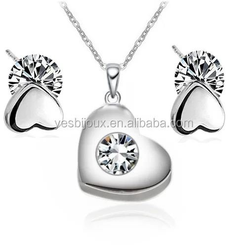 

austria zirconia cute necklace earring set stock joias bijouteria