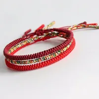 

JMAY1002 Handmade Adjustable Knots Red Rope Lucky Bracelet Braided Macrame Buddhist Tibetan Bracelet For Men And Women