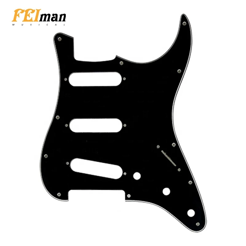 

Pleroo guitar parts custom Accessories electric guitar pickguard For FD Stratocaster Standard st sss guitar, 3 ply black & 1 ply black & 3 ply white