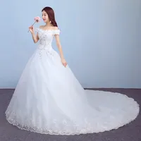 

Hot sale Favorable Ivory Flower Long Train Wedding Dresses for Bride Bridal Gown with Long tail