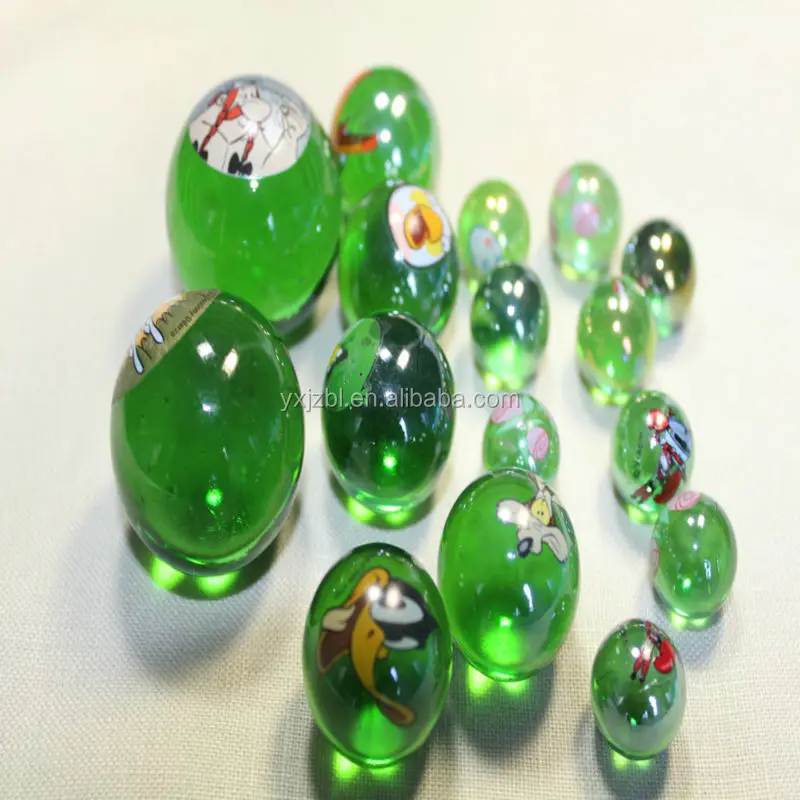 
Toy glass marbles ball with printed cartoon design 