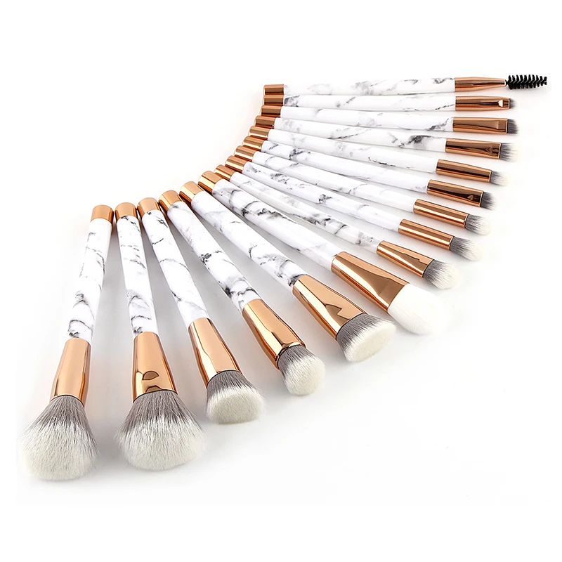 

New Arrival Soft Nylon Head Wooden Handle Private Label Marble Makeup Brushes Set Cosmetic, Customized color